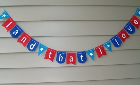 SALE 4th of July Patriotic Burlap Banner "Land That I Love" Il_170x135