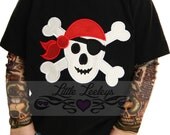 Tattoo Sleeve Shirt with Pirate Skull applique for Boys and Girls Punk Rocker