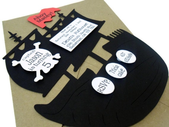 Pirate Ship Invitation - Set of 1 5x7 Il_570xn