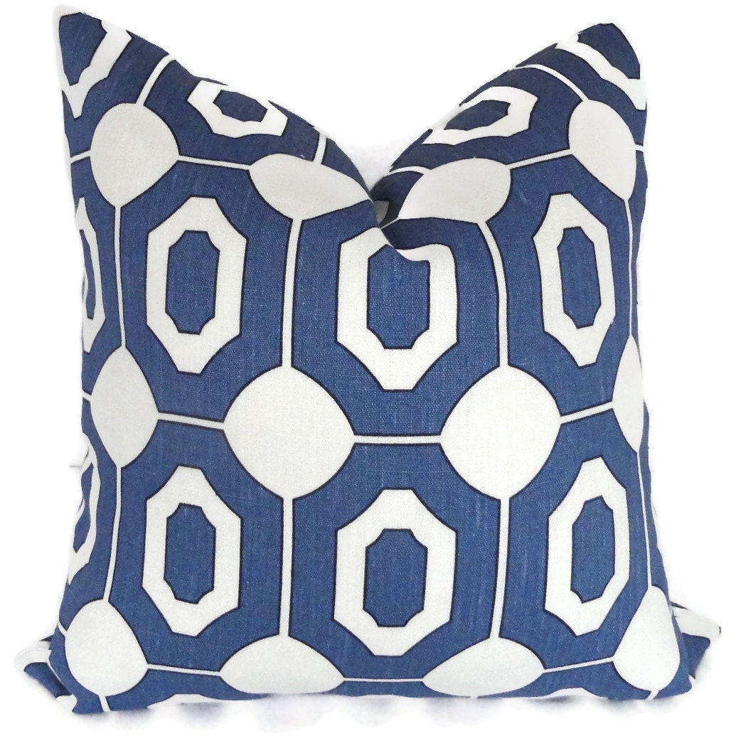 SALE Periwinkle Blue Geometric Linen Decorative Pillow Covers 18x18, 20x20 or 22x22, 14x20 or 12x24