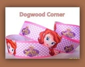 SALE - 5 Yards  - 7/8" - Sofia The First Ribbon - Make Bows, Scrapbook, Sewing, Crafts.