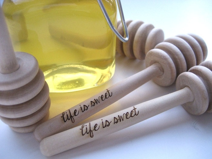 HONEY Dipper Wedding Favor  - Life is Sweet Engraved Honey Dipper - Set of 100