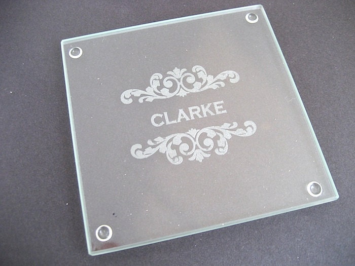Glass Coaster Set of 4 - Personalized Glass Coaster Set -  Custom CLEAR Glass Coaster Set