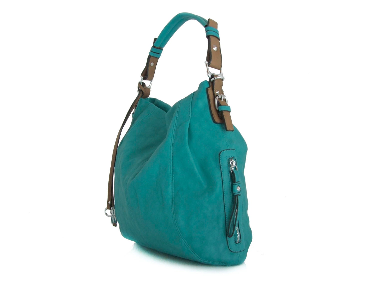 Handmade vegan leather handbag Tote Turquoise - the Kensa -20% launch discount