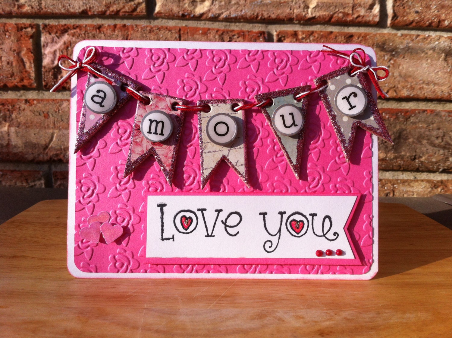 Hamiltons Handmade Mini Amour Banner I Love You Card Anniversary Card 2014 Valentines Day Card