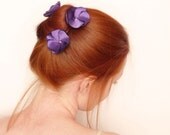 Purple Flowers hair pins Romantic hair accessories OOAK by Jye, Hand-made in France