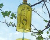 Yellow Wine Bottle Bird Feeder