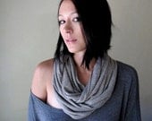Gold Striped Infinity Scarf - Heather Grey Knit Loop Scarf - Metallic Stripes - Circle Scarf - Infinity Cowl
