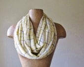 Sheer Infinity Scarf - Plaid Circle Scarf - Chiffon Loop Scarf - Lightweight Summer Scarf - Yellow, White, Black