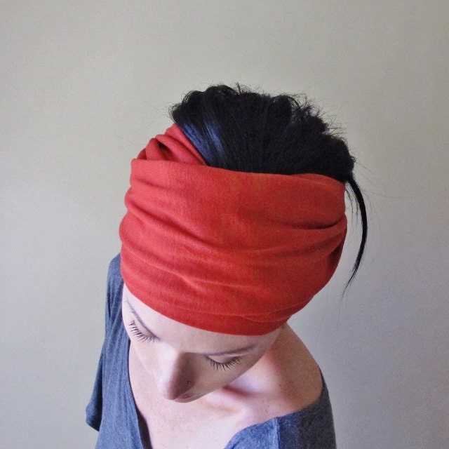 Paprika Head Scarf, Hair Accessory, Hair Wrap, Headband - Spring Hair Accessories - Neck Bow, Lightweight Scarf