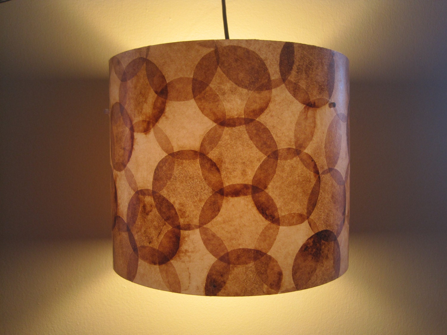COFFEE FILTER ART - Large Drum Shade Hanging Pendant Lamp Shade Ecofriendly Rustic Lighting or Table Lamp
