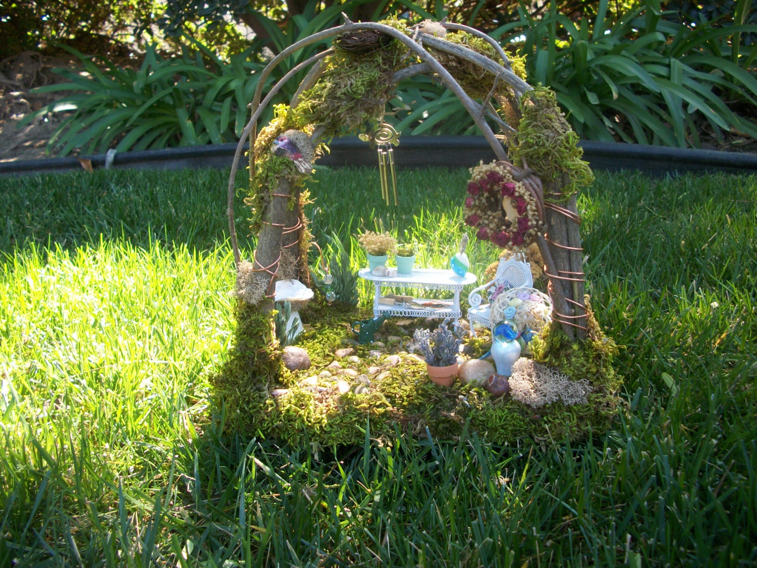 Handmade Miniature Garden Room Diorama Scene OOAK