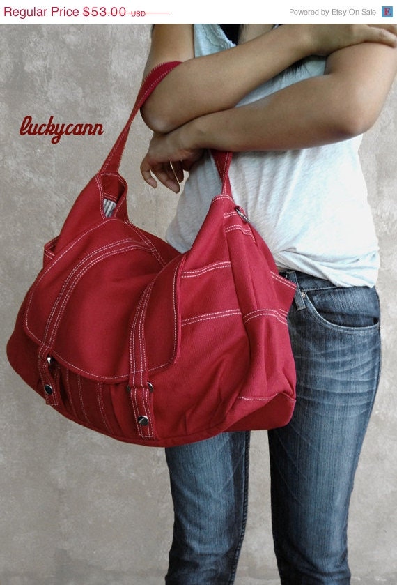 Fathers day sale ASTER // Dark Red // 013 // Canvas Bag // Luckycann // Sale