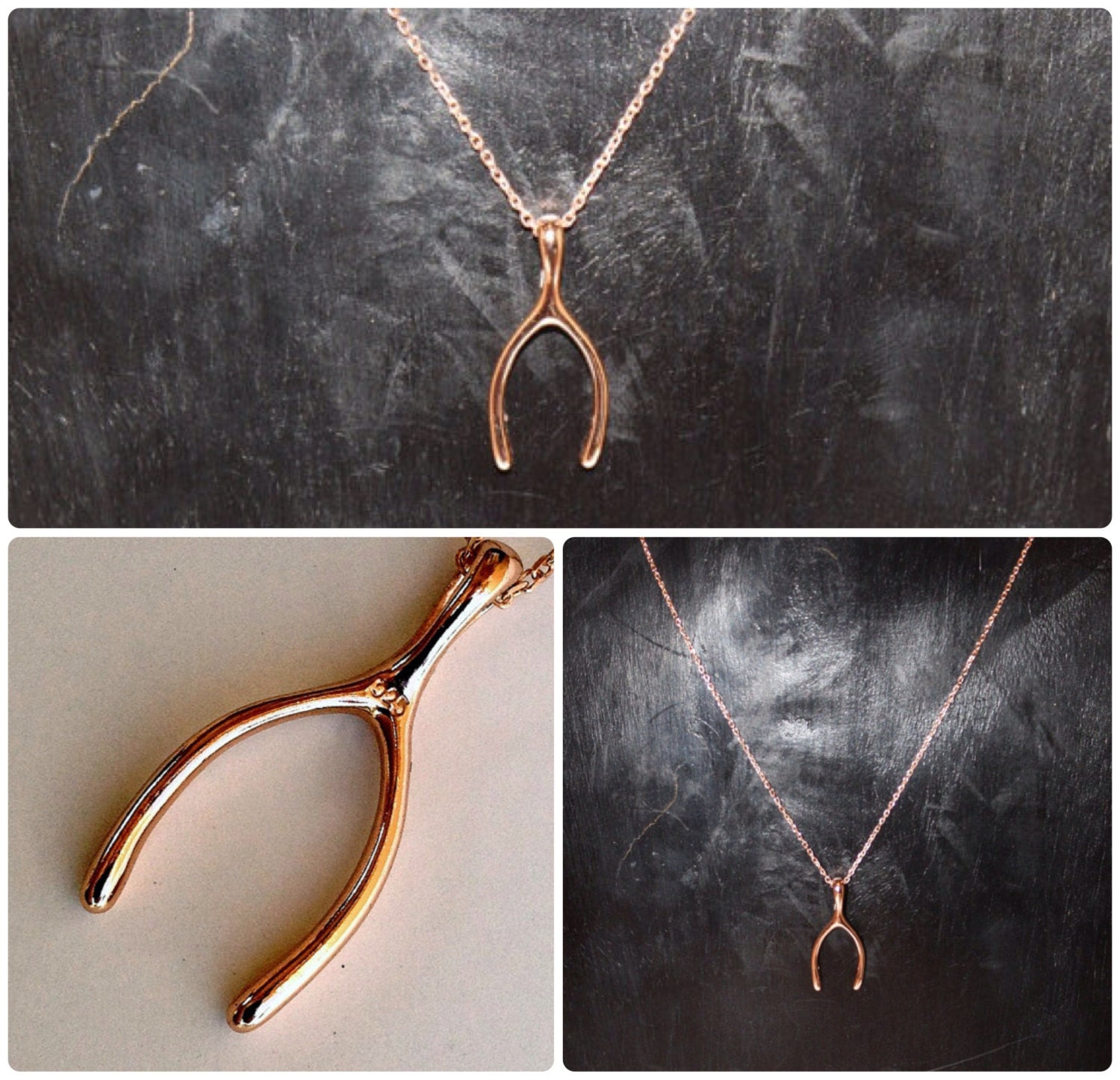 Rose Gold Wishbone Necklace