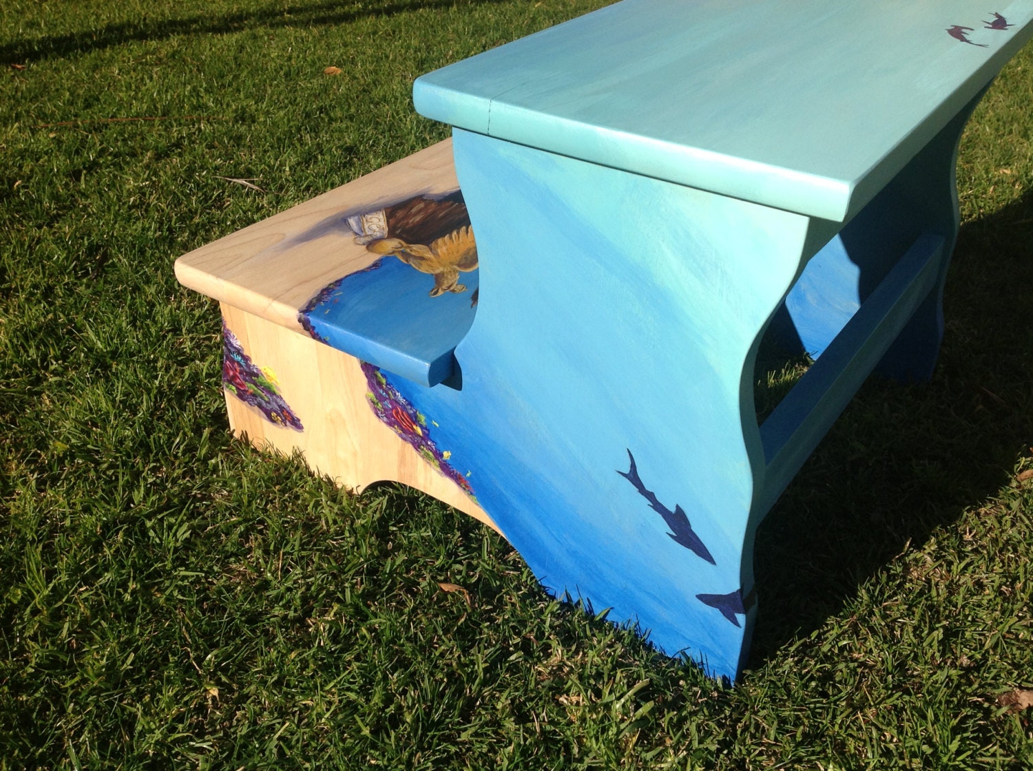 Hand painted shipwreck theme stepstool