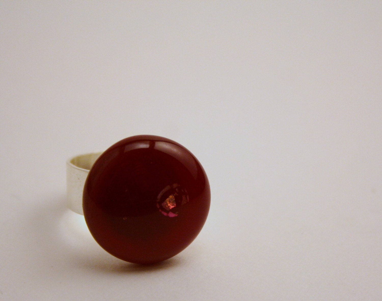 Modern Round Glass Adjustable Ring for her Ruby Red