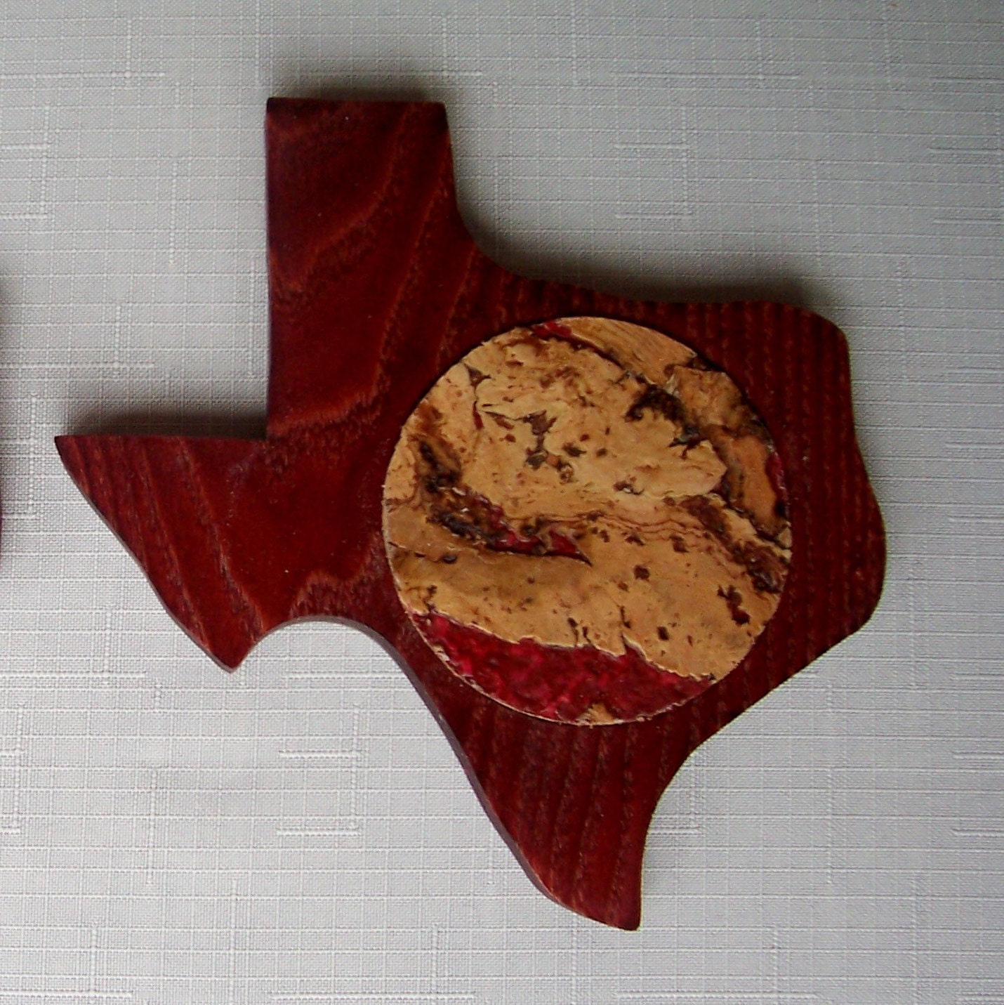 Texas Shaped Coaster - Set of 2 in Hardwood with Polyurethane Finish and Designer Cork Insert