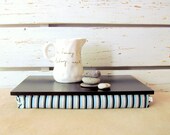 Laptop Lap Desk or Breakfast serving Tray without edges - Black with stripes- Custom Order