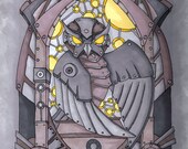 4x6 PRINT Steampunk/Industrial OWL