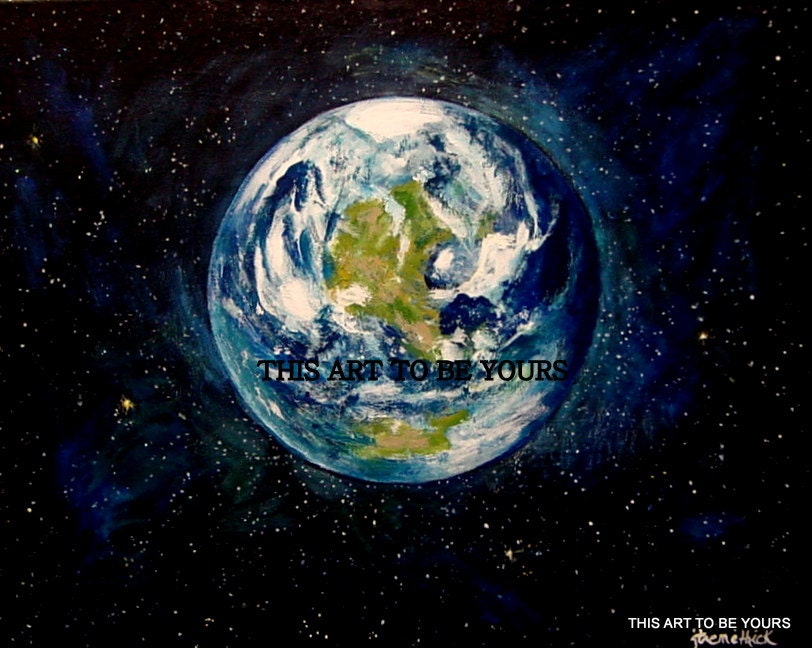 Planet Earth original, acrylic painting on 16" x20" gallery canvas