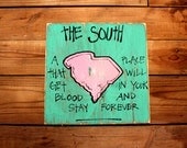 Wooden Signs, Southern Wood Signs, Hand Painted, Shabby Chic, Wood Art, Distressed Wood Sign Art: "The South-South Carolina" Wood Sign