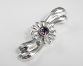 Vintage Amythyst Rhinestone Art Nouveau Sterling Brooch 60s