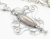 Antique Sterling Abalone Pendant Necklace