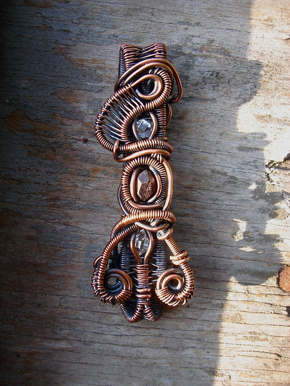 Copper Wrapped // Reversible // Herkimer Diamonds // Almandine Garnet // Wire Pendant