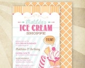 Custom Ice Cream Shoppe Birthday - PRINTABLE Invitation - HWTM