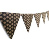 Kraft Paper Bunting, Polka Dotted Banner, Rustic Modern Decoration, Brown and Dots, Double Sided Prop, Party Supplies