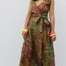 Maxi Dress Cross Over front Peacock Print -  Boho Summer dress : Summer & Happiness Collection