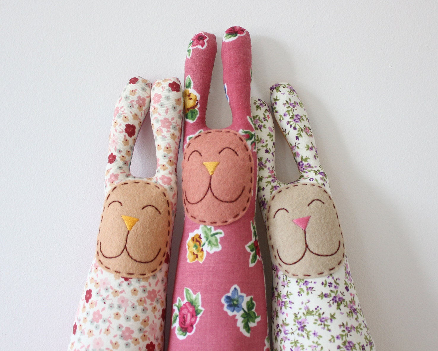 Stuffed Floral Fabric Bunny Rabbit Nursery Decoration