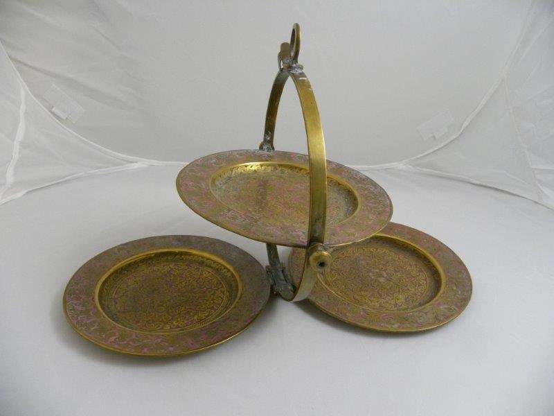 Antique Tri-Fold Brass Shelf