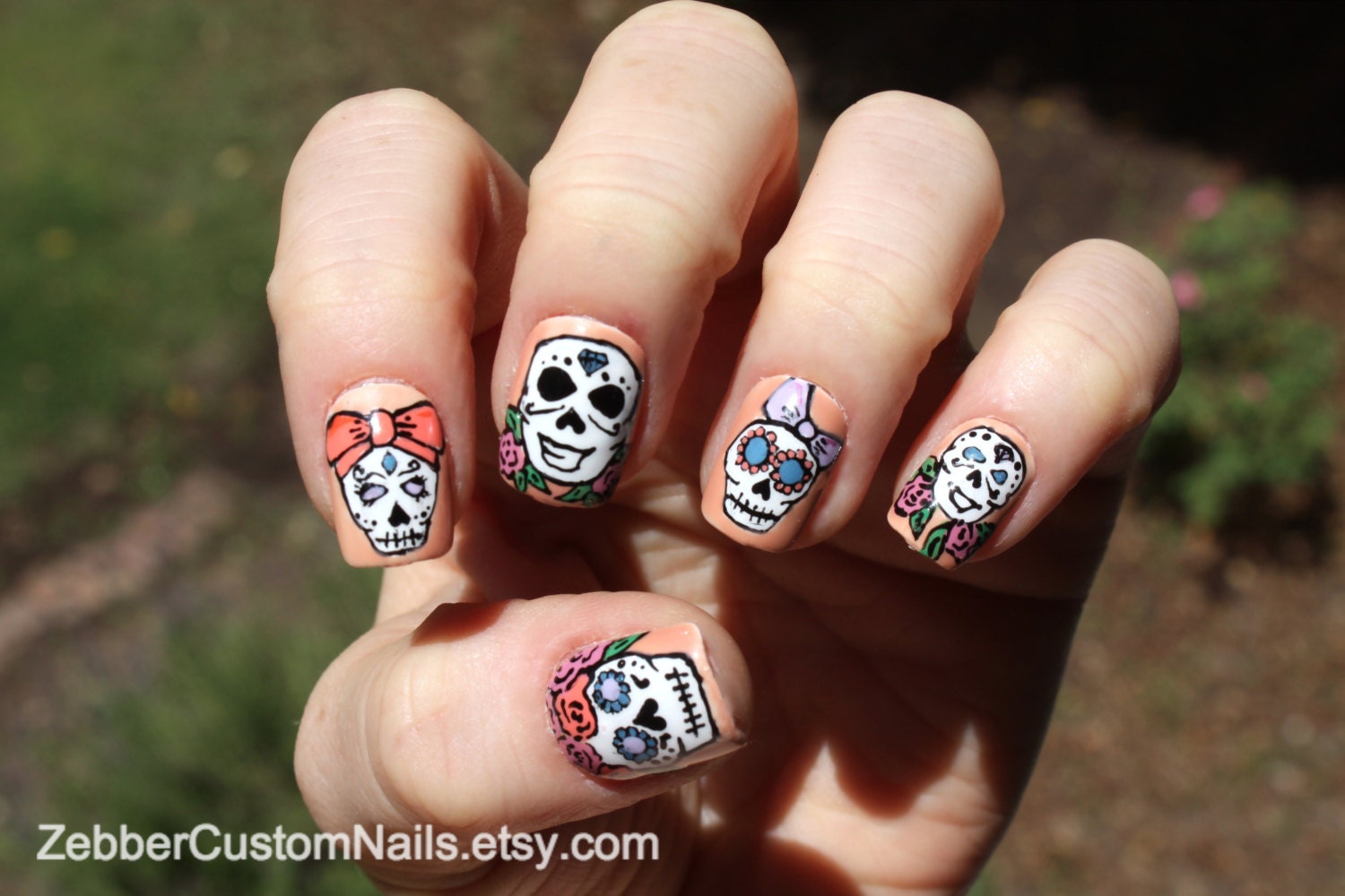 Sugar Skulls - Cinco de Mayo - Set of 12 False Nails - Zebber Nails
