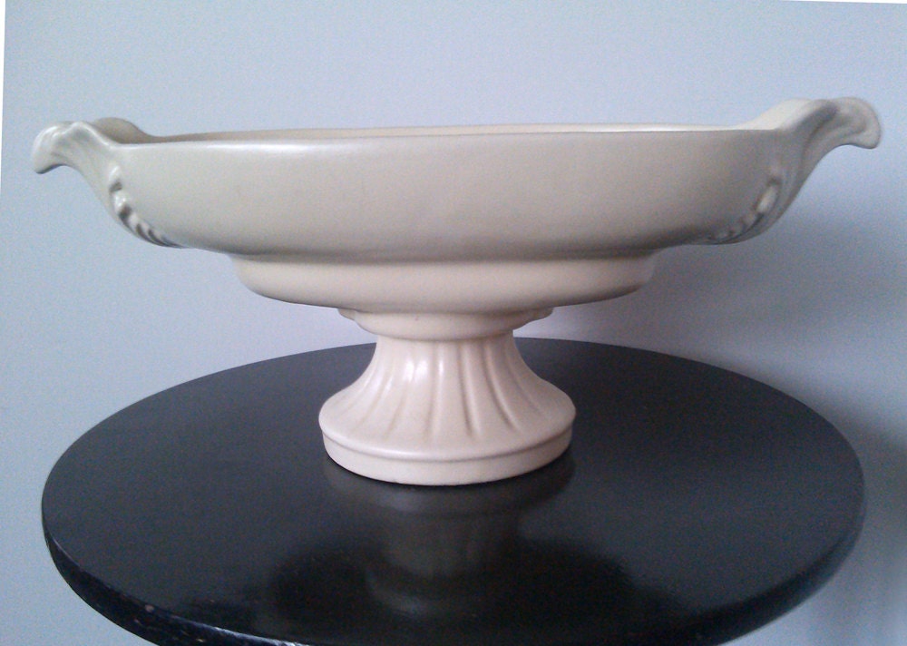 Vintage White Boat Pedistal Compote Vase  - at KonniesPlace