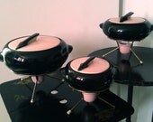 Large Shawnee Kenwood Pink Black Sundial Casserole Shaffing Dish  - at KonniesPlace