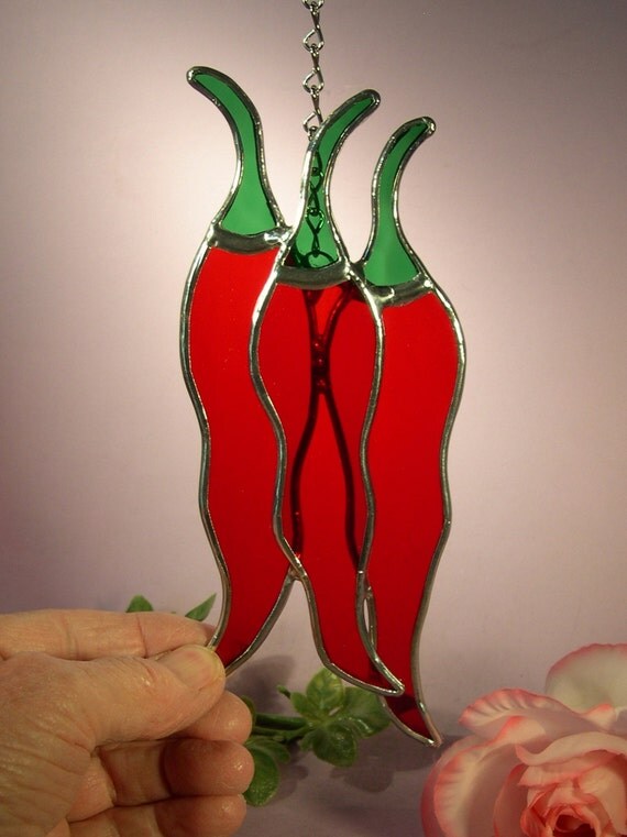 Stained Glass Chili Peppers 335 by StainedGlassbyWalter on Etsy