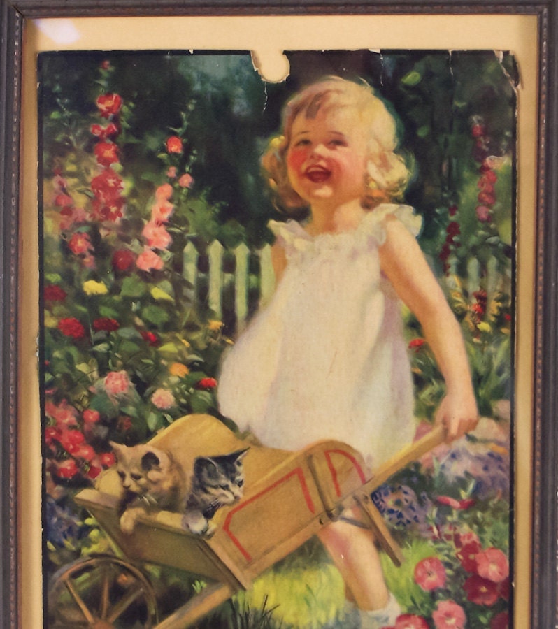 Vintage Ornate Wood Framed Print "A Wee Bit O' Heaven" by Dillon