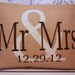 Mr & Mrs burlap personalized pillow cover in vintage white and black - Pillow Insert Sold Separately