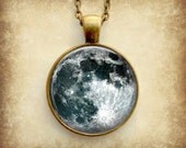 Full Moon Necklace : Pendant. Charms. Art. Picture Pendant. Photo Pendant. Space. Universe. Bronze Jewelry. Handmade Jewelry. Lizabettas