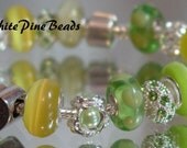 SOMEONE SPECIAL  Spring  Lemon and Lime European Style Handmade Murano Glass Lampwork Bead Charm  Bracelet  NEW