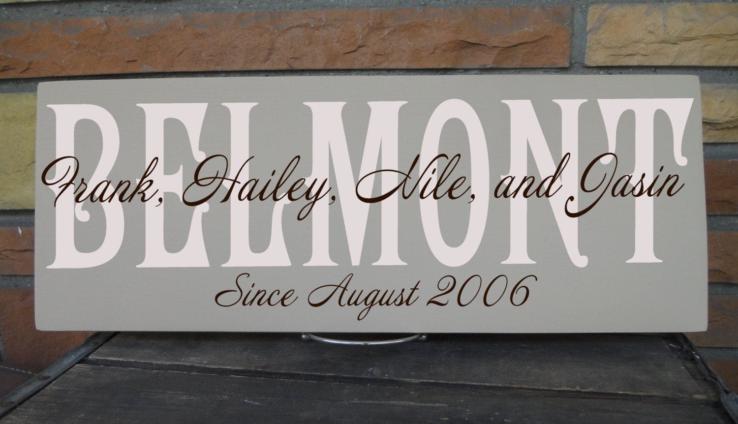Simple Family Name With First Name Script Overlay 7.5"x19" sign In Your Choice of Colors, Makes a Great Wedding Gift