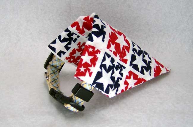 Dog Collar Bandana Scarf, Patriotic Stars, X-SMALL