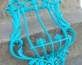 Blue Green Ornate Wall Cage Hollywood Regency