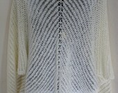 IVORY color hand knitting silver shiny night, party shawl wrap shrug bolero capalet one size for all women