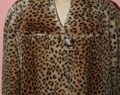 Vintage Leopard Faux Fur Swing Coat Size XL