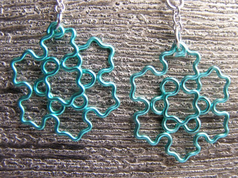 Fractal Earrings - Koch Snowflake Jewelry in Greens - Apple, Aqua, Forest, Green, Peridot, Sage, and Sea Foam