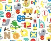 Apple Jack by Tim & Beck for Moda Fabric, ABCs in White, 100% Cotton, 1/2 Yard