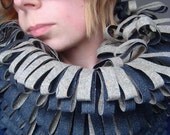 huge BESPOKE handmade reversible DENIM Tweed SNOOD cowl scarf