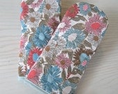 Upcycled modern pink and teal floral fabric Oven Mitts